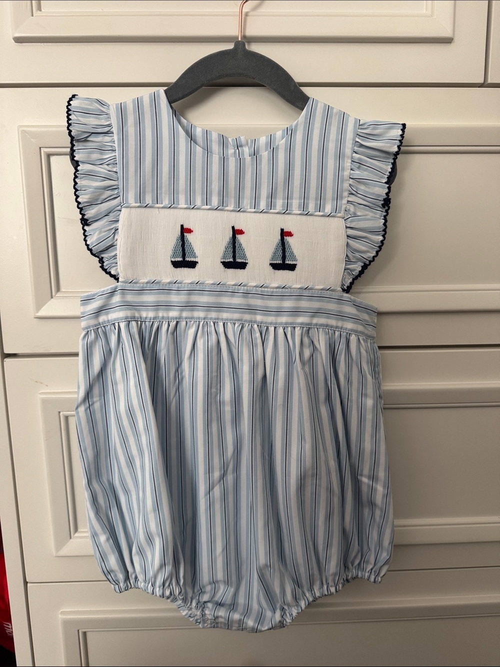 Girls' Light Blue Striped bubble - 3T